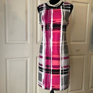 Worthington Black/Pink/Gray Sheath Dress Size L